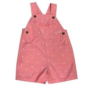 Carhartt Pink White Overall Shortalls Ruffles Pockets Girl’s Size 3T Beach